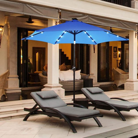 Dynamo 3m Solar Powered Outdoor Umbrella with LED Lights and Crank