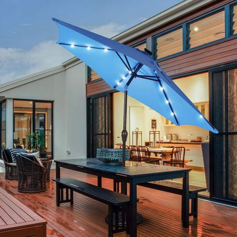 Dynamo 3m Solar Powered Outdoor Umbrella with LED Lights and Crank