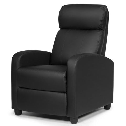 Master Recliner Chair with Integrated Footstool and High Backrest in Black