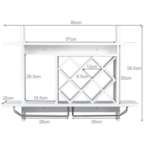 Wall Mounted Wine Rack for 6-Bottles with Storage Display