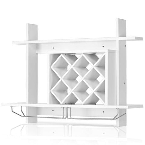 Wall Mounted Wine Rack for 6-Bottles with Storage Display
