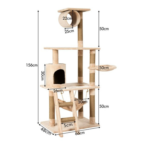 Cat Tree with Multiple Levels and Scratch Posts