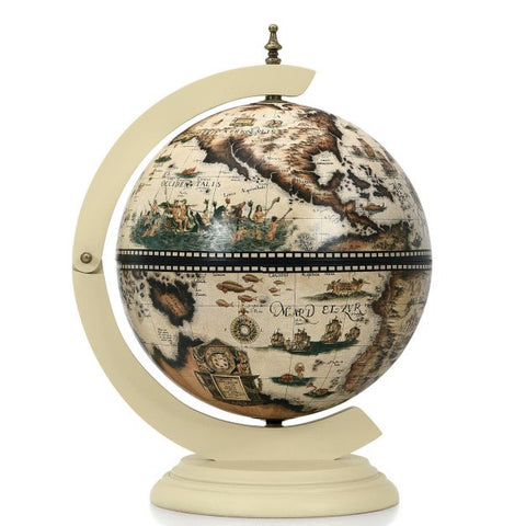 Vintage Inspired Globe Wine Holder with Map and Stable Design