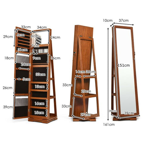 360 Degree Standing Jewellery Mirror with Storages