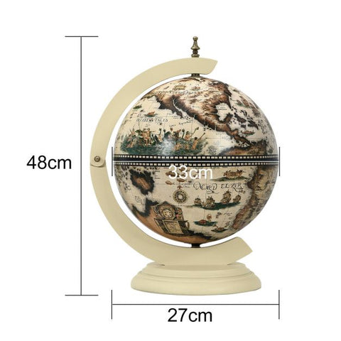 Vintage Inspired Globe Wine Holder with Map and Stable Design