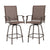 Patio Bar Stool Set with Swivel and High Backrest in Brown