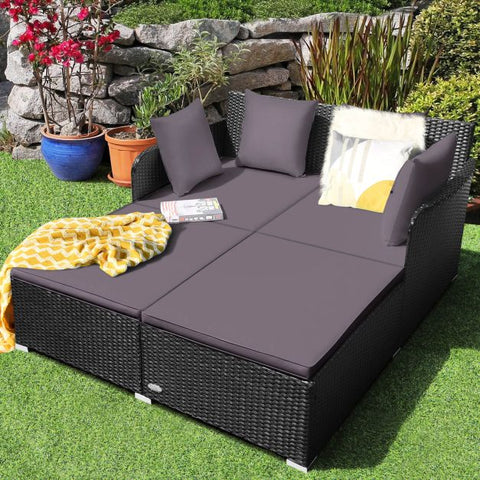 Spacious Garden Daybed Furniture Set with soft Cushions in White