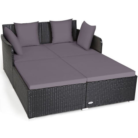 Spacious Garden Daybed Furniture Set with soft Cushions in White