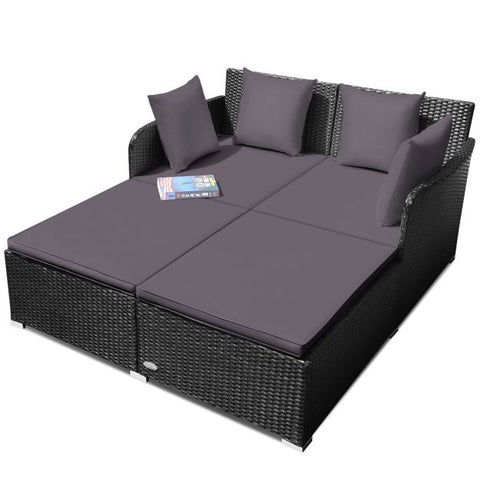Spacious Garden Daybed Furniture Set with soft Cushions in White