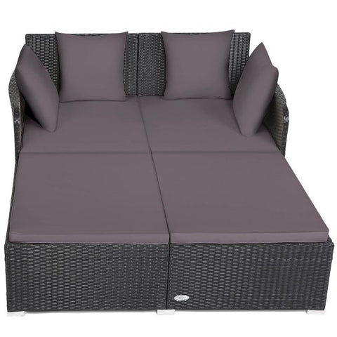 Spacious Garden Daybed Furniture Set with soft Cushions in White