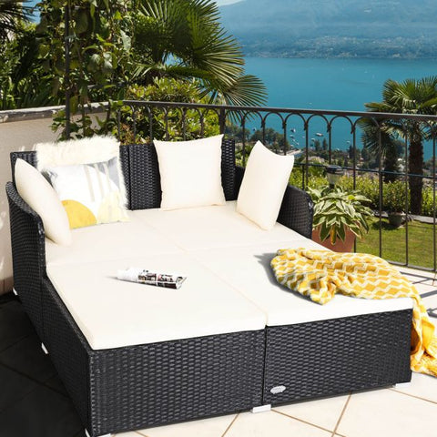 Spacious Garden Daybed Furniture Set with soft Cushions in White