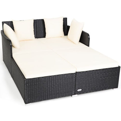 Spacious Garden Daybed Furniture Set with soft Cushions in White
