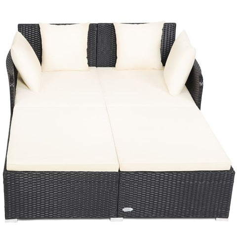 Spacious Garden Daybed Furniture Set with soft Cushions in White