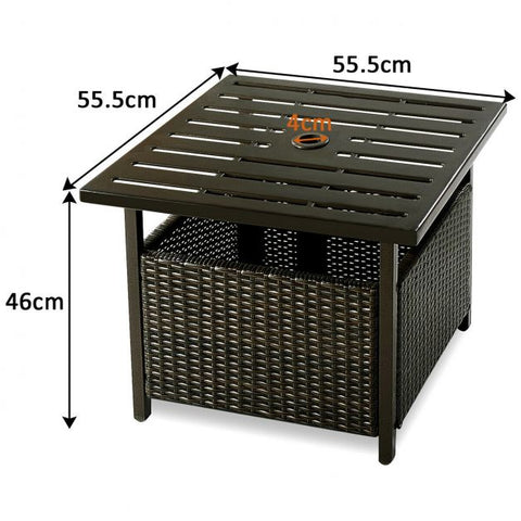 Garden Square Wicker Table with Umbrella Hole