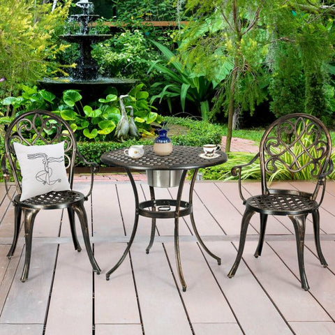 Garden Bistro Dining set with Aluminium and Removable Bucket in Antique Bronze