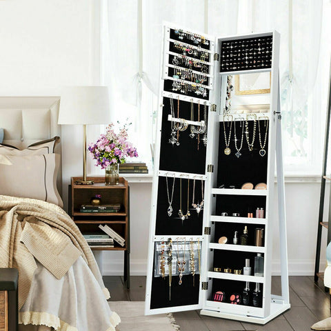 Original Standing Jewellery Mirror with Storages, Internal Mirror, Lock and Back Shelve