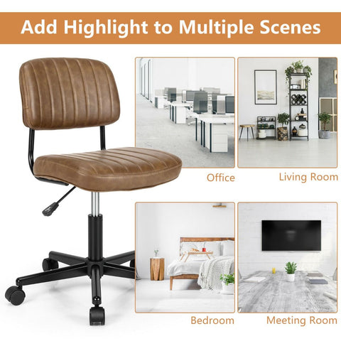 Adjustable Armless Chair with 360 Degree Rotating Seat Ergonomic Backrest