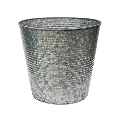 Rustic Round Galvanized Outdoor Vase with Drainage System