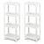 Compact and Simple Set of 2 Kitchen Storage Carts with 4 Tiers and Waterproof Design in White