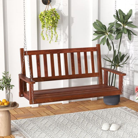 Oxford Poplar Wood Porch Swing with Adjustable Chains