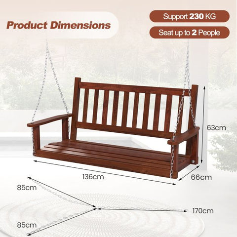 Oxford Poplar Wood Porch Swing with Adjustable Chains