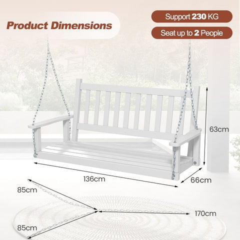 Oxford Poplar Wood Porch Swing with Adjustable Chains