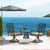 Compact Outdoor Dining Chair Set with 360 Degree Swivel and Blossom Pattern in Khaki