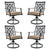Compact Outdoor Dining Chair Set with 360 Degree Swivel and Blossom Pattern in Khaki
