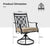 Compact Outdoor Dining Chair Set with 360 Degree Swivel and Blossom Pattern in Khaki