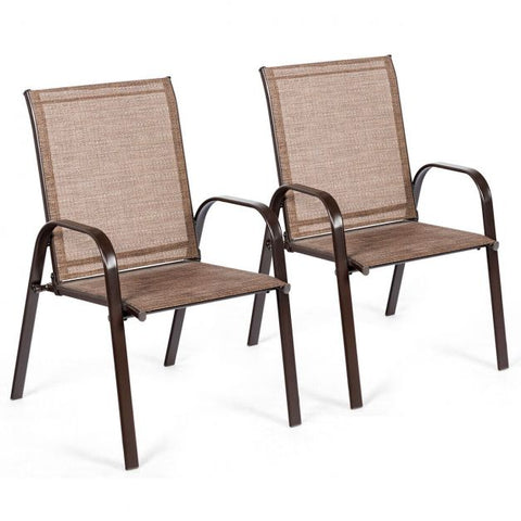 Outdoor Sturdy and Compact Camping Chairs Set with Breathable Fabric in Brown