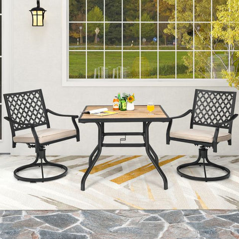 Compact Outdoor Dining Chair Set with 360 Degree Swivel and Elegant Design in Beige