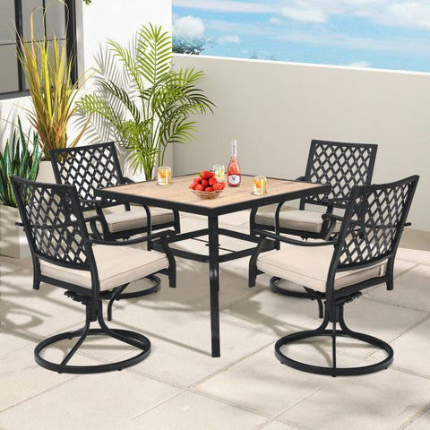 Compact Outdoor Dining Chair Set with 360 Degree Swivel and Elegant Design in Beige