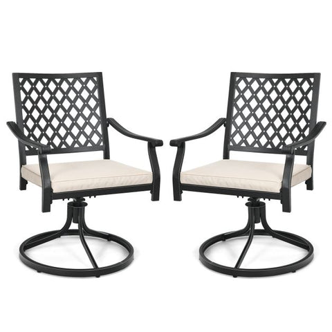 Compact Outdoor Dining Chair Set with 360 Degree Swivel and Elegant Design in Beige