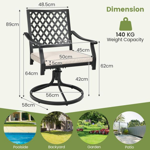 Compact Outdoor Dining Chair Set with 360 Degree Swivel and Elegant Design in Beige