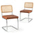 Honeycomb Backrest Set of 2 Dining Chairs with Leather Seating in Brown