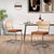 Honeycomb Backrest Set of 2 Dining Chairs with Leather Seating in Brown