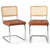 Honeycomb Backrest Set of 2 Dining Chairs with Leather Seating in Brown