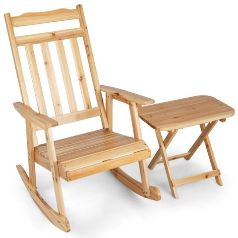 Springboard Outdoor Rocking Chair with Natural Wood