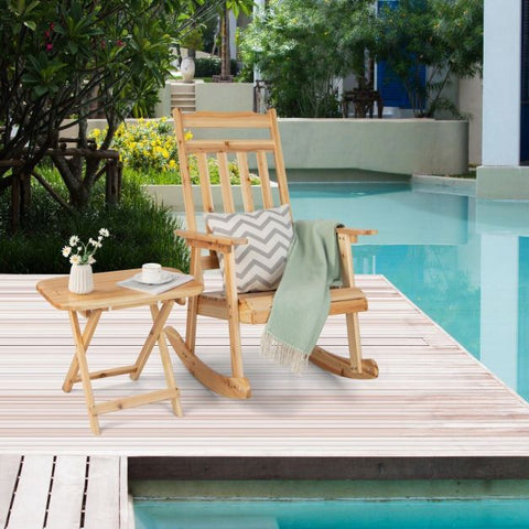 Springboard Outdoor Rocking Chair with Natural Wood