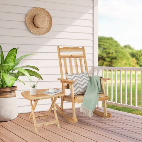 Springboard Outdoor Rocking Chair with Natural Wood