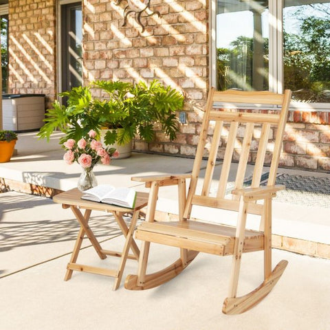 Springboard Outdoor Rocking Chair with Natural Wood