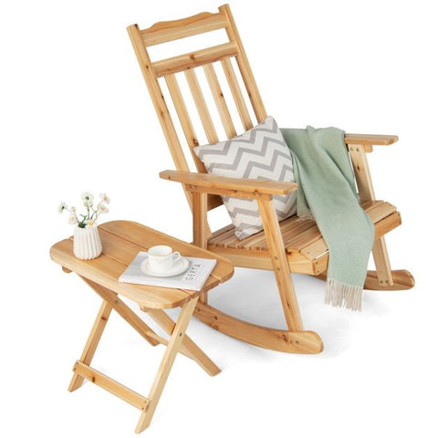 Springboard Outdoor Rocking Chair with Natural Wood