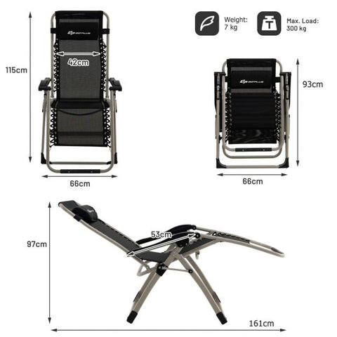Light Weight Lounge Chair with Adjustable Function in Black