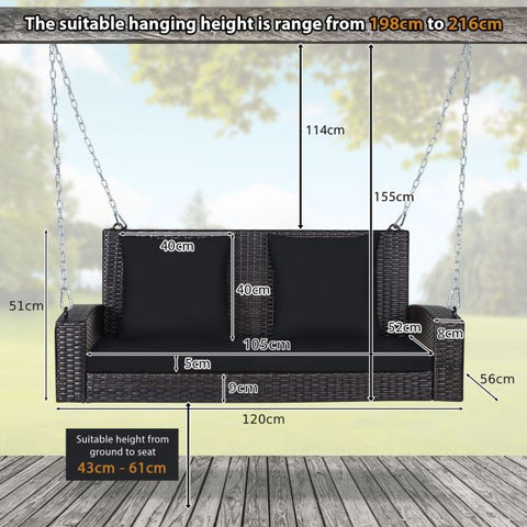 Wide and Comfortable Garden Swing with Removable Cushions