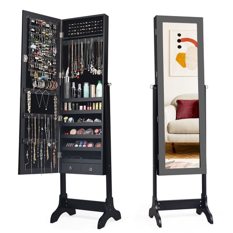 Original Standing Jewellery Mirror with Storage and Lock