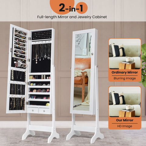 Original Standing Jewellery Mirror with Storage and Lock