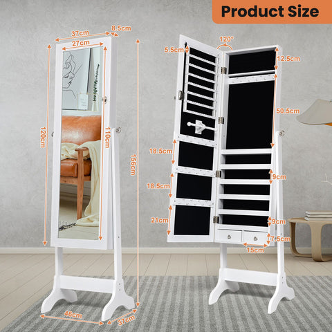 Original Standing Jewellery Mirror with Storage and Lock