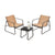 Garden Conversation Furniture Set with Tempered Glass Table Top and Light Fabric in Brown
