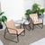 Garden Conversation Furniture Set with Tempered Glass Table Top and Light Fabric in Brown