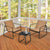 Garden Conversation Furniture Set with Tempered Glass Table Top and Light Fabric in Brown